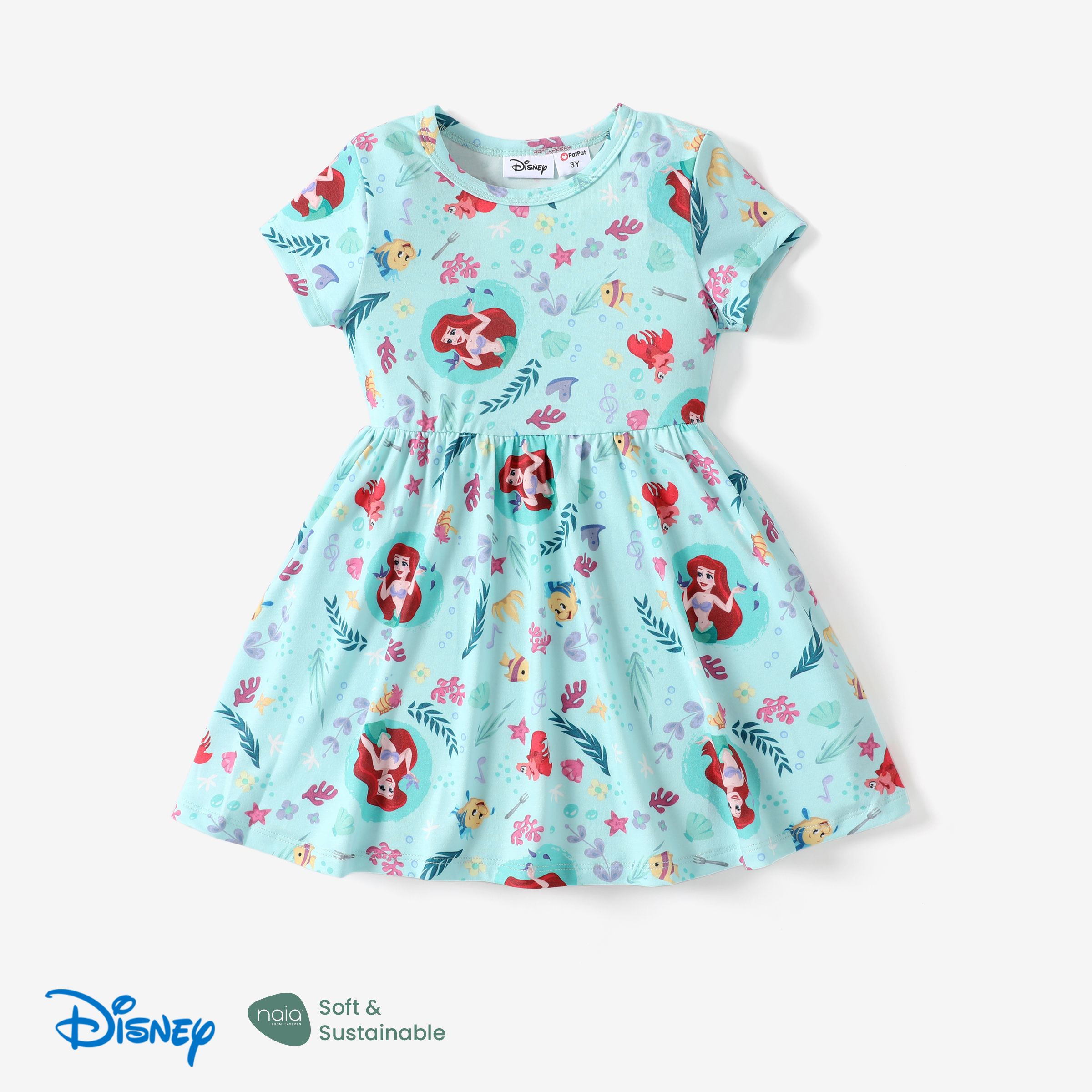 

Disney Princess Ariel 1pc Toddler Girls Naia™ Short-Sleeve Character All-over Print Floral Dress