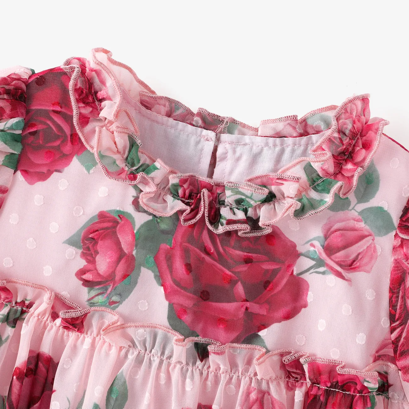 Baby Girl Sweet 2pcs Floral Print Puff-sleeve Dress with Headband Multicolour-1 big image 1