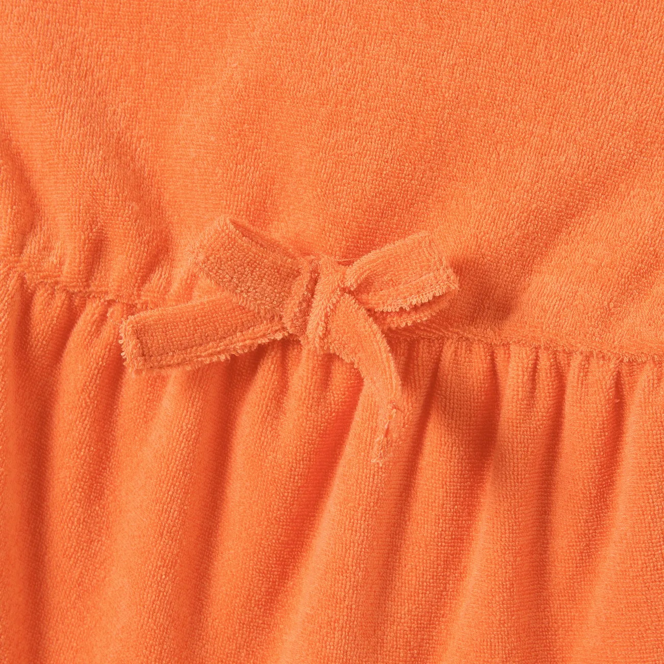 Mommy and Me Orange Towel Fabric Romper with Pockets and Drawstring Orangeyellow big image 1