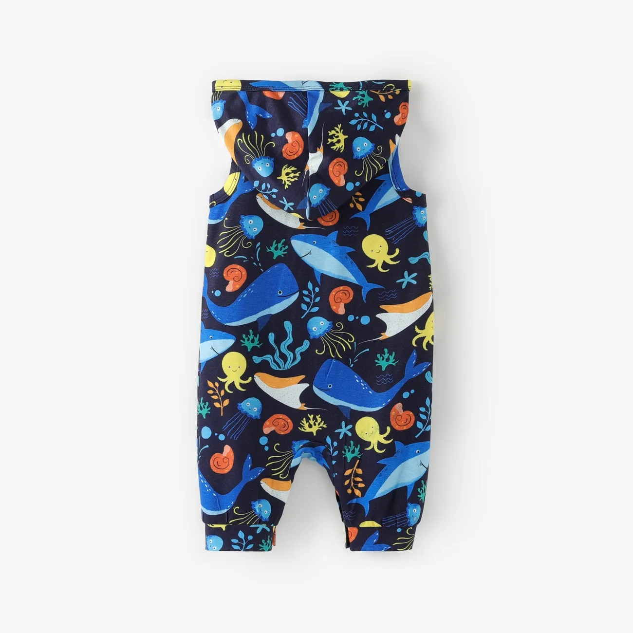 Mono de pijama con capucha con estampado animal marino para bebé niño Azul oscuro big image 1
