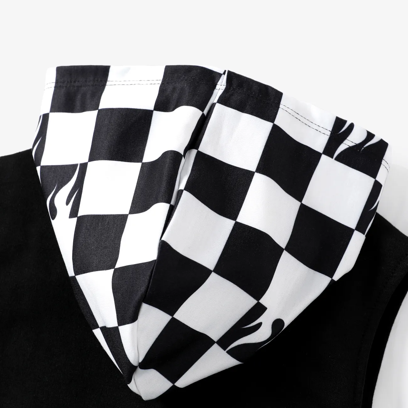 Hot Wheeles Toddler Boys 1pc Checkerboard Pattern Speed Club Hooded Vest Black big image 1