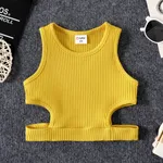 Toddlers Girl Cotton Camisole Avant-garde Solid Holiday Regular Vest/Top  Yellow