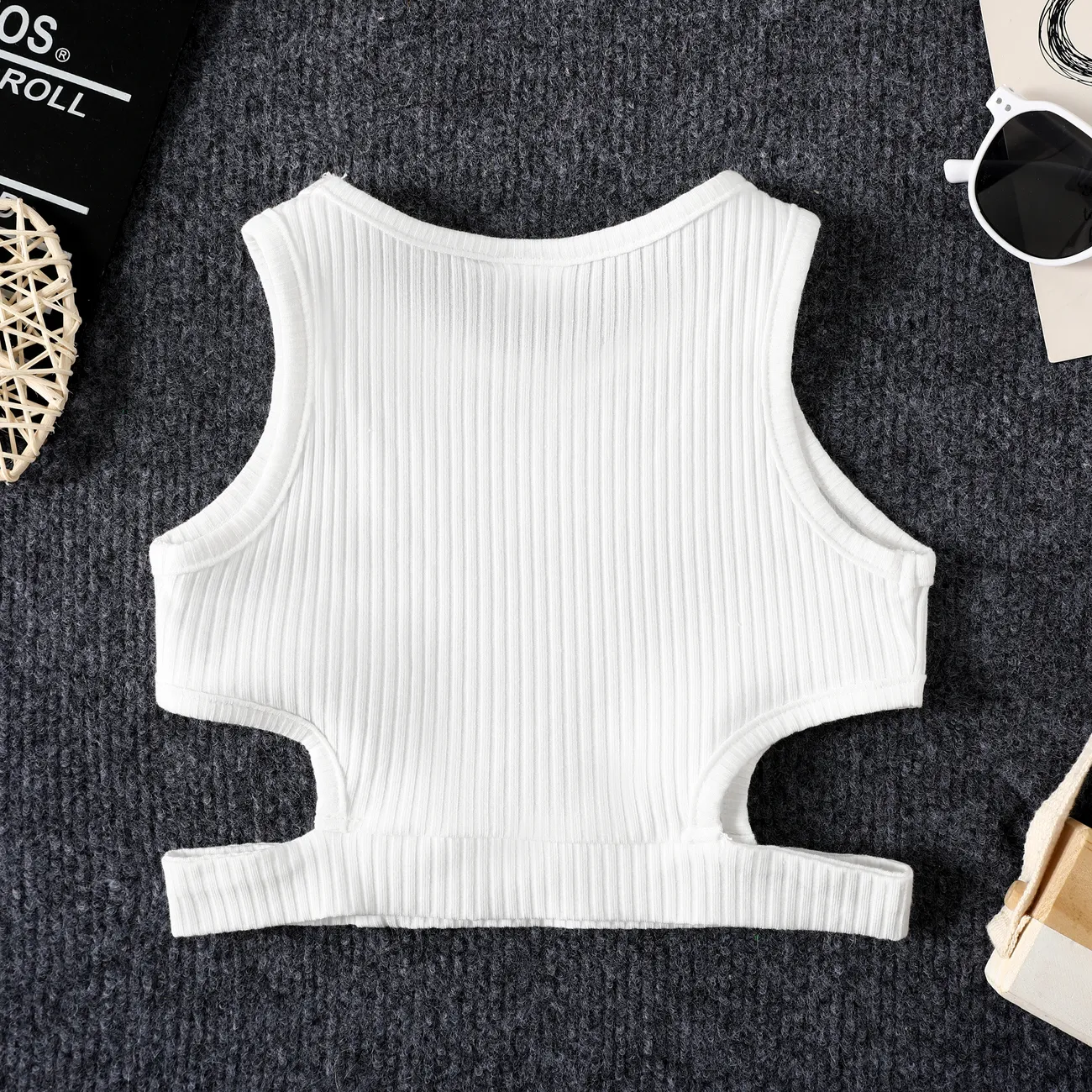 Toddlers Girl Cotton Camisole Avant-garde Solid Holiday Regular Vest/Top  White big image 1