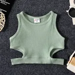 Toddlers Girl Cotton Camisole Avant-garde Solid Holiday Regular Vest/Top  Green