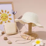 Toddler Casual  Fashionable Solid Color Straw Hat and Bag Set  OffWhite