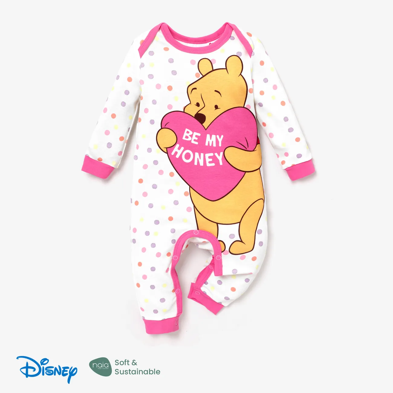 Disney Winnie the Pooh Día de la Madre Bebé Unisex Infantil Manga larga Monos Rosado big image 1