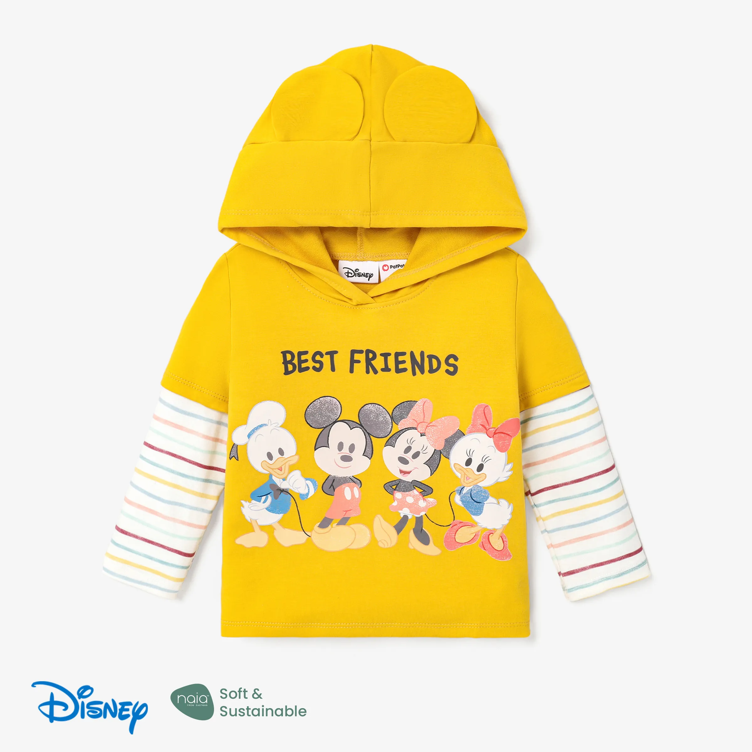 

Disney Mickey and Friends Character Pattern 3D Ear Stitching Fake 2-piece Hooded Sweatshirt