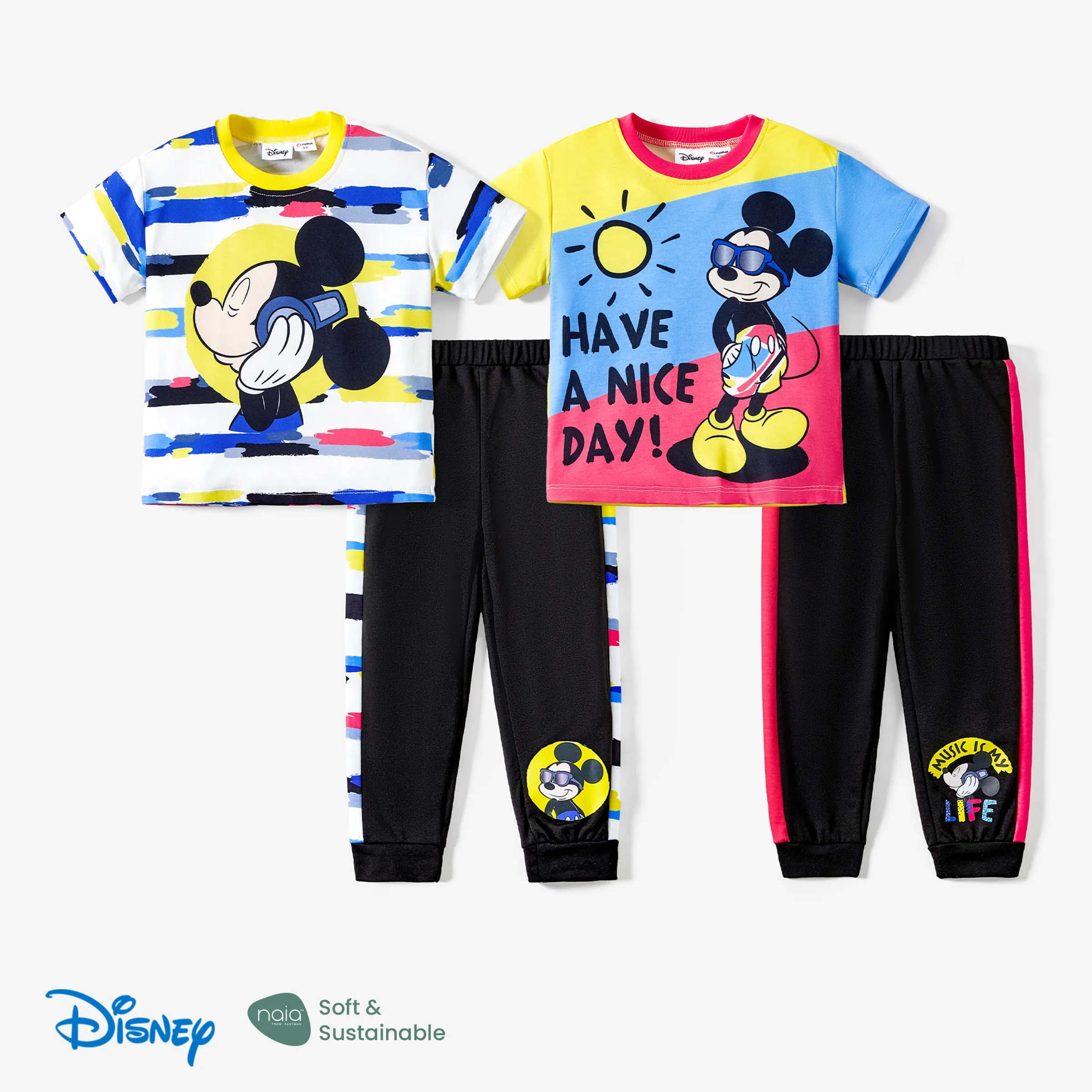 迪士尼米奇和朋友們 1 件蹣跚學步/孩子女孩/男孩 Naia™ 角色印花 T 恤或褲子