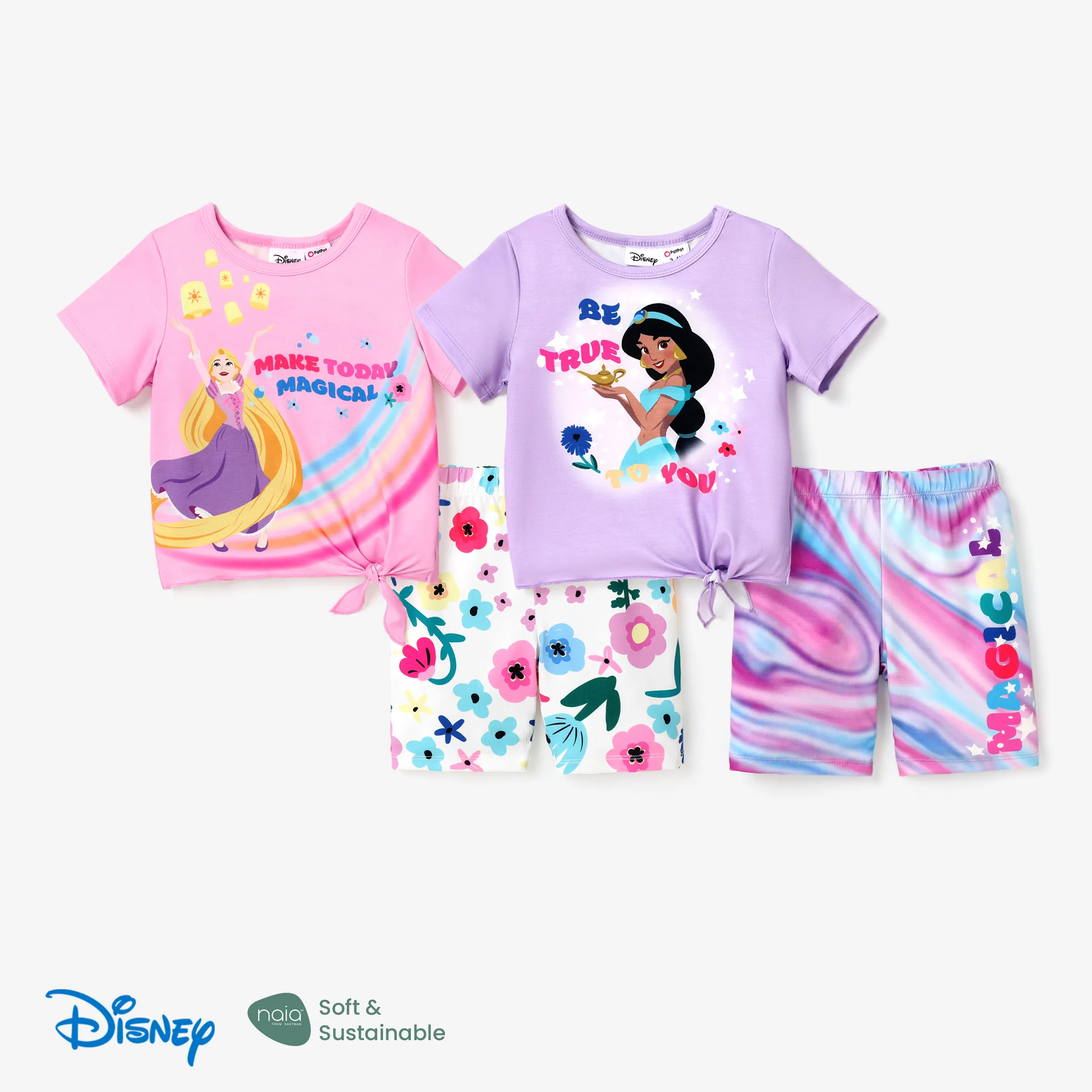 迪士尼公主 2pcs Todder/Kid Girl Colorful Rainbow Floral Pattern Set