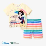 Disney princess 2pcs Todder/Kid Girl Colorful Rainbow Floral pattern Set LightYellow