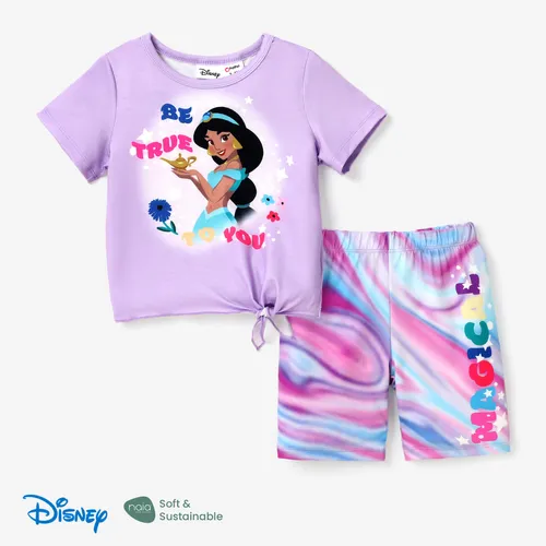 Disney princess 2pcs Todder/Kid Girl Colorful Rainbow Floral pattern Set