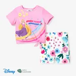 迪士尼公主 2pcs Todder/Kid Girl Colorful Rainbow Floral Pattern Set 粉色
