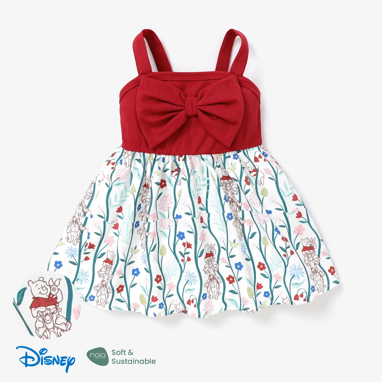 Disney Winnie the Pooh IP Menina Hipertátil/3D Infantil Vestidos Vermelho big image 1