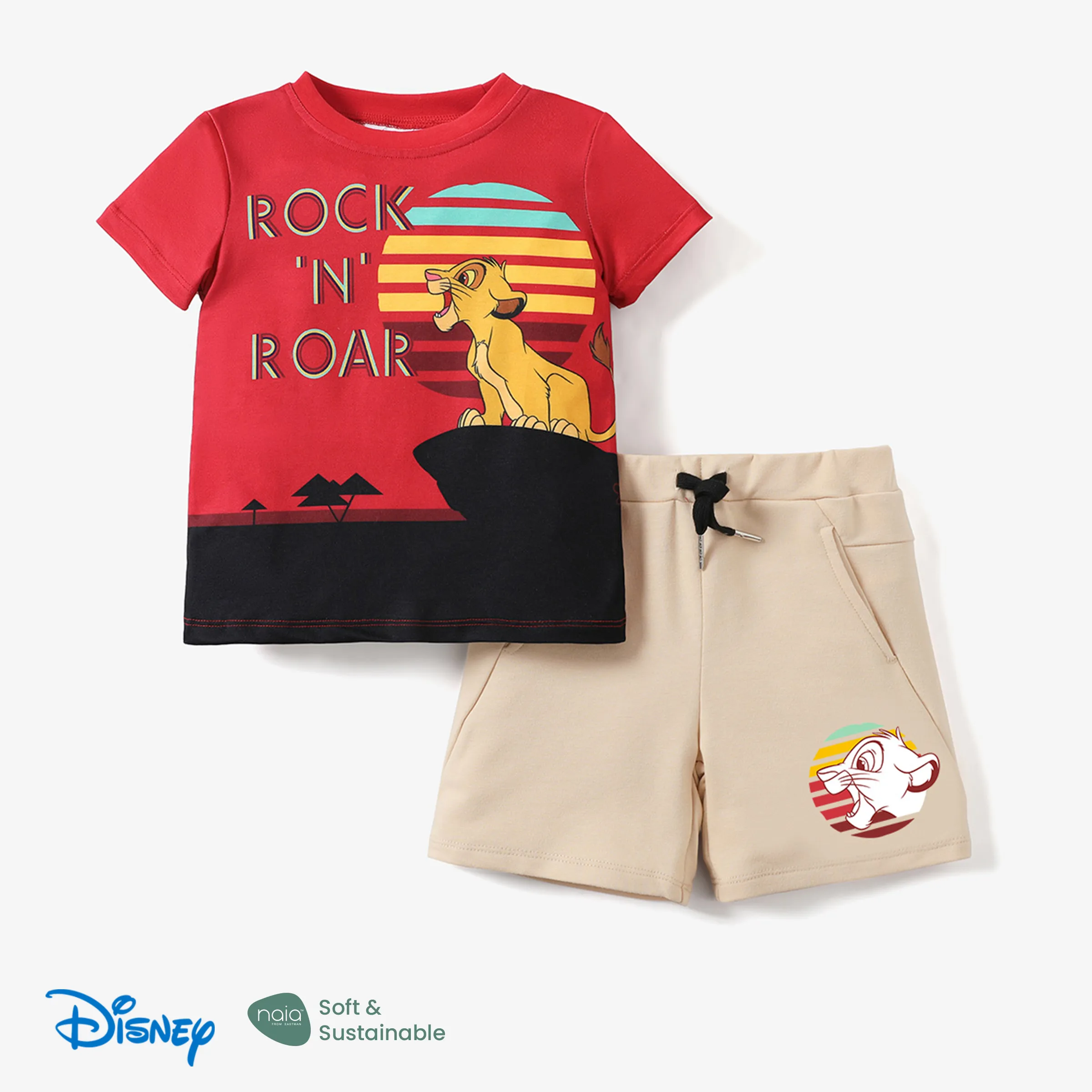 迪士尼獅子王辛巴 2 件套幼兒男孩 Naia™ 角色印花和可調節腰部短褲套裝