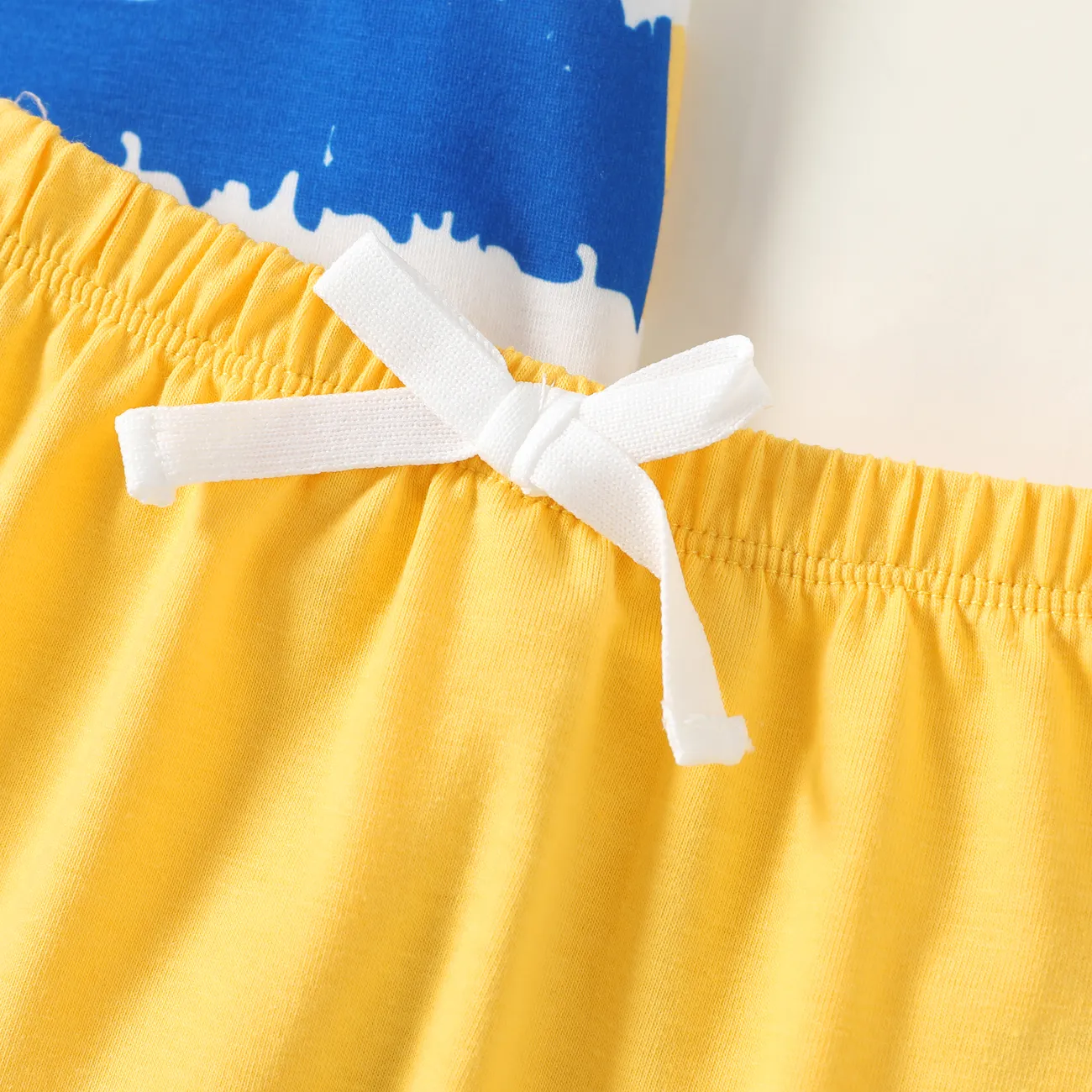 Baby Boy 2pcs Letter＆Tie-dye Pattern Tee and Shorts Set Yellow big image 1