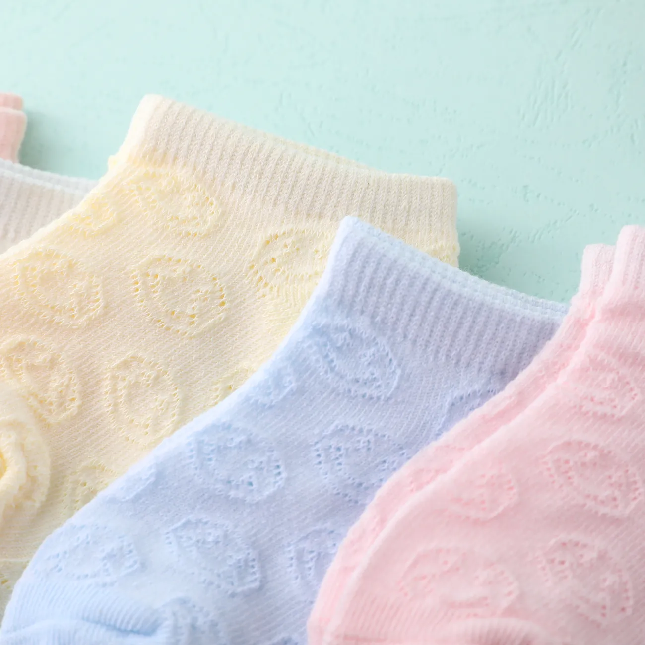 Paquete de 5 calcetines casuales de malla transpirable de verano para bebés/niños pequeños / niños Naranja big image 1