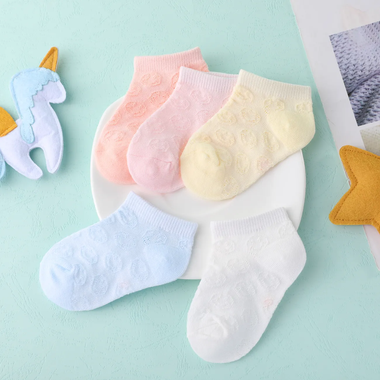 5er-Pack Baby/Kleinkind/Kinder Lässige atmungsaktive Mesh-Socken für den Sommer orange big image 1
