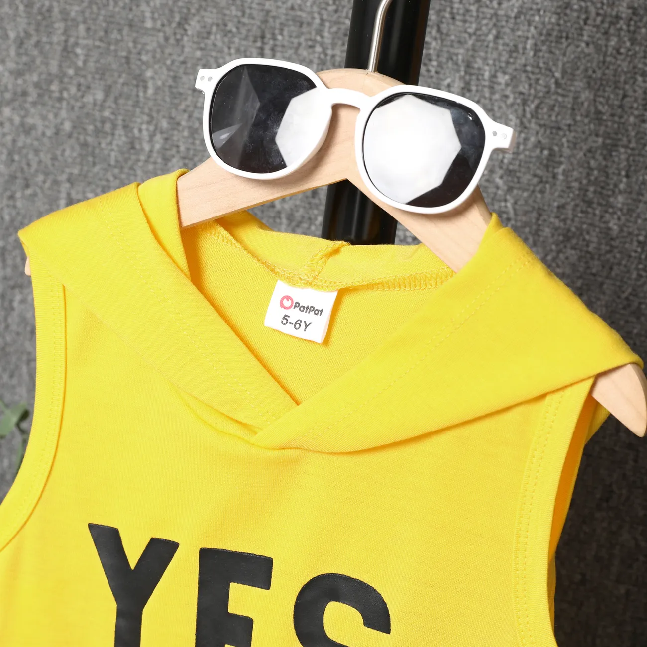  2pcs Kid Boy Casual T-shirt and Hole Pattern Shorts Set  Yellow big image 1