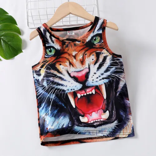 Camiseta sin mangas con estampado de tigre infantil para niños