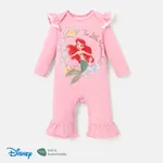Disney Princess Baby Girl Character Print Long-sleeve Ruffled Jumpsuit  Pink