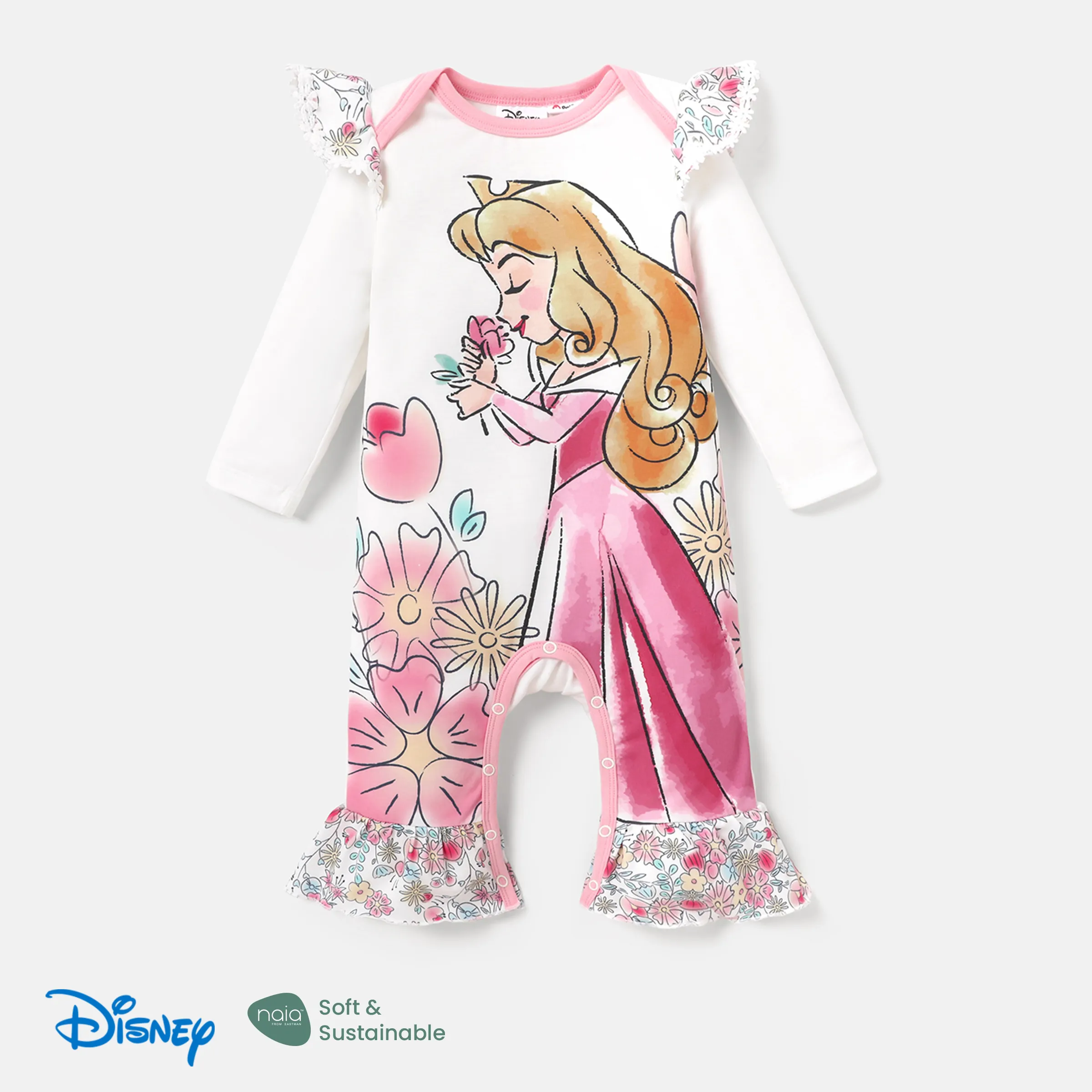 

Disney Princess Baby Girl Character Print Long-sleeve Ruffled Jumpsuit