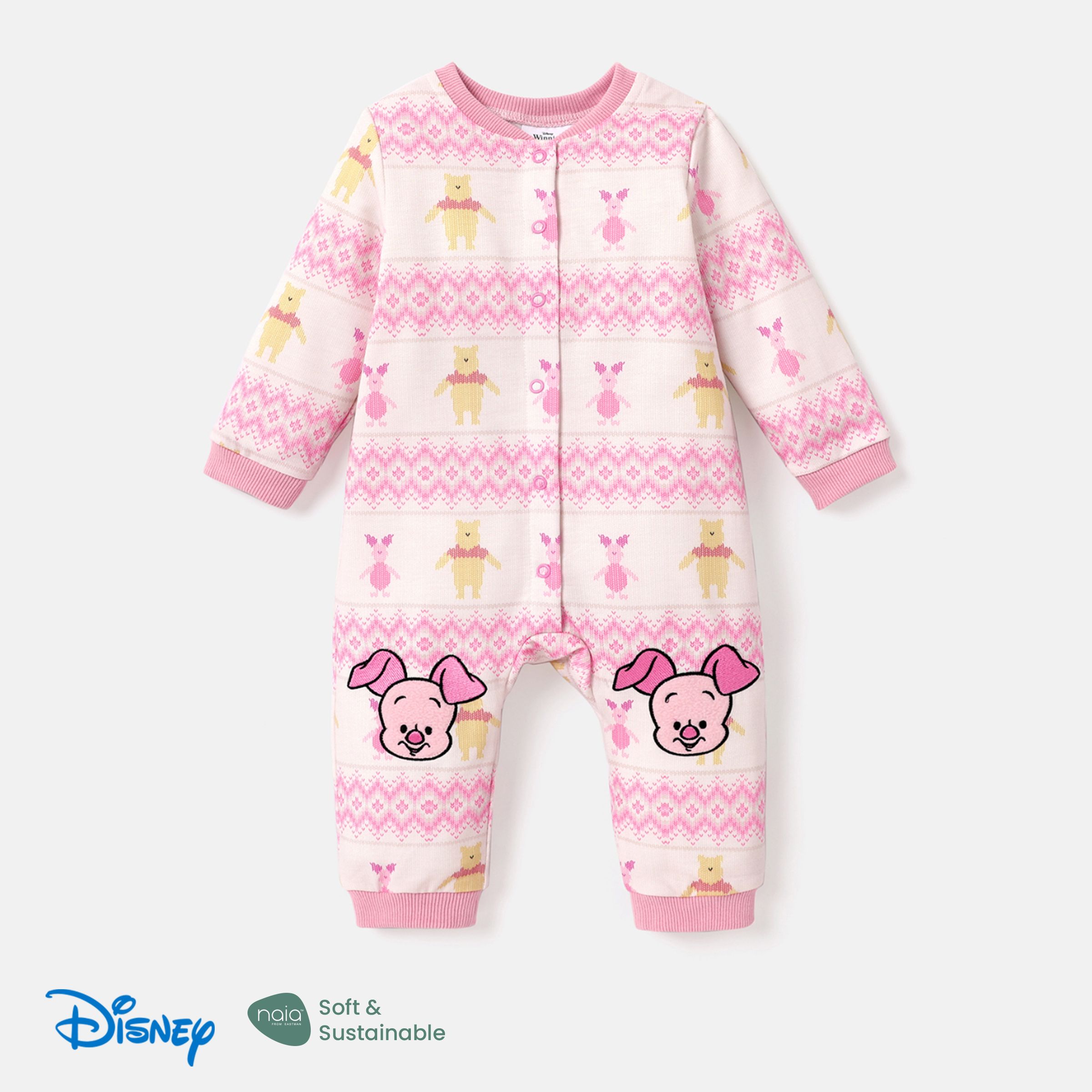 

Disney Winnie the Pooh Baby Girl/Boy Character Embroidered Long-sleeve Jumpsuit