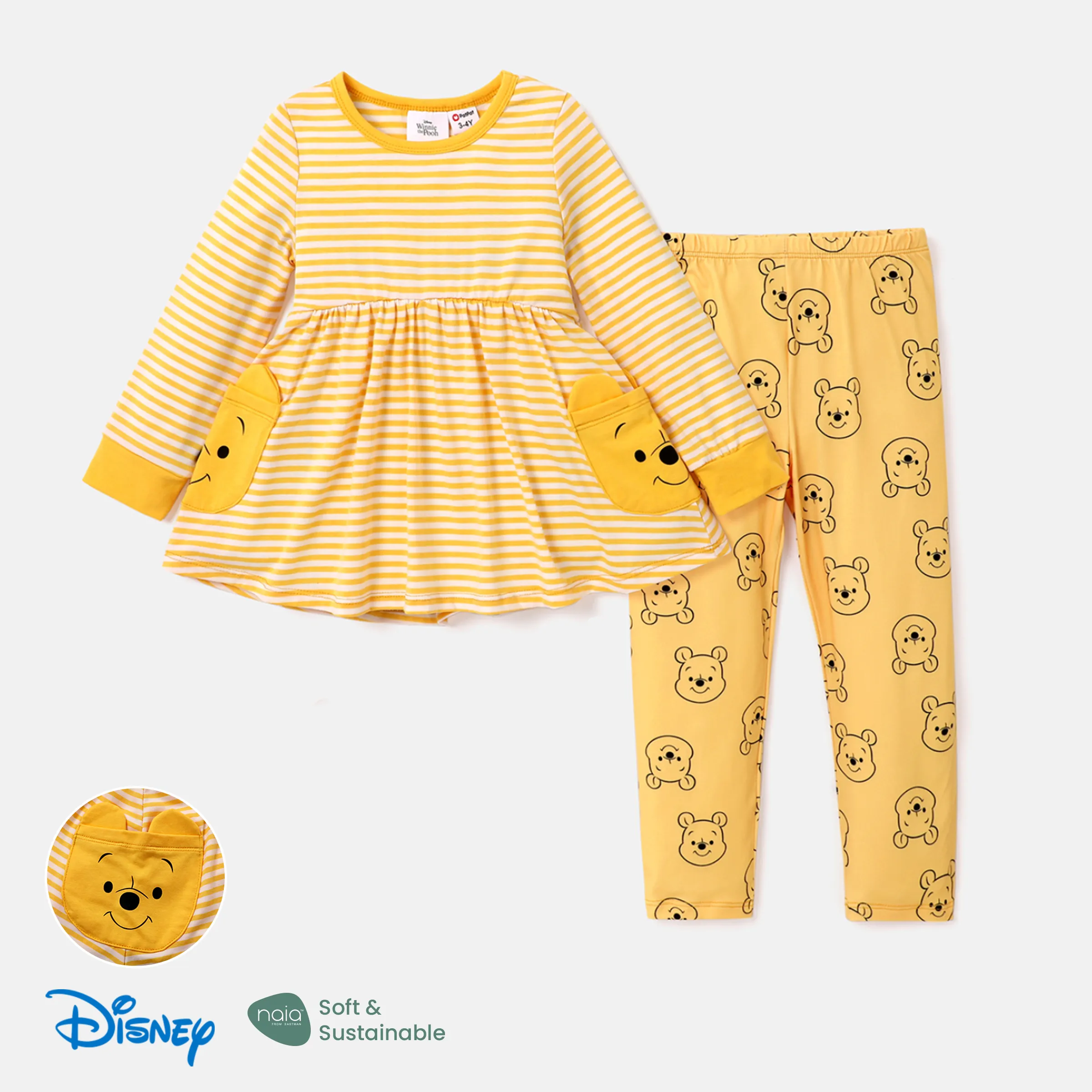 

Disney Winnie the Pooh Baby/Toddler Girl Yellow Cute Three-dimensional Pocket Set