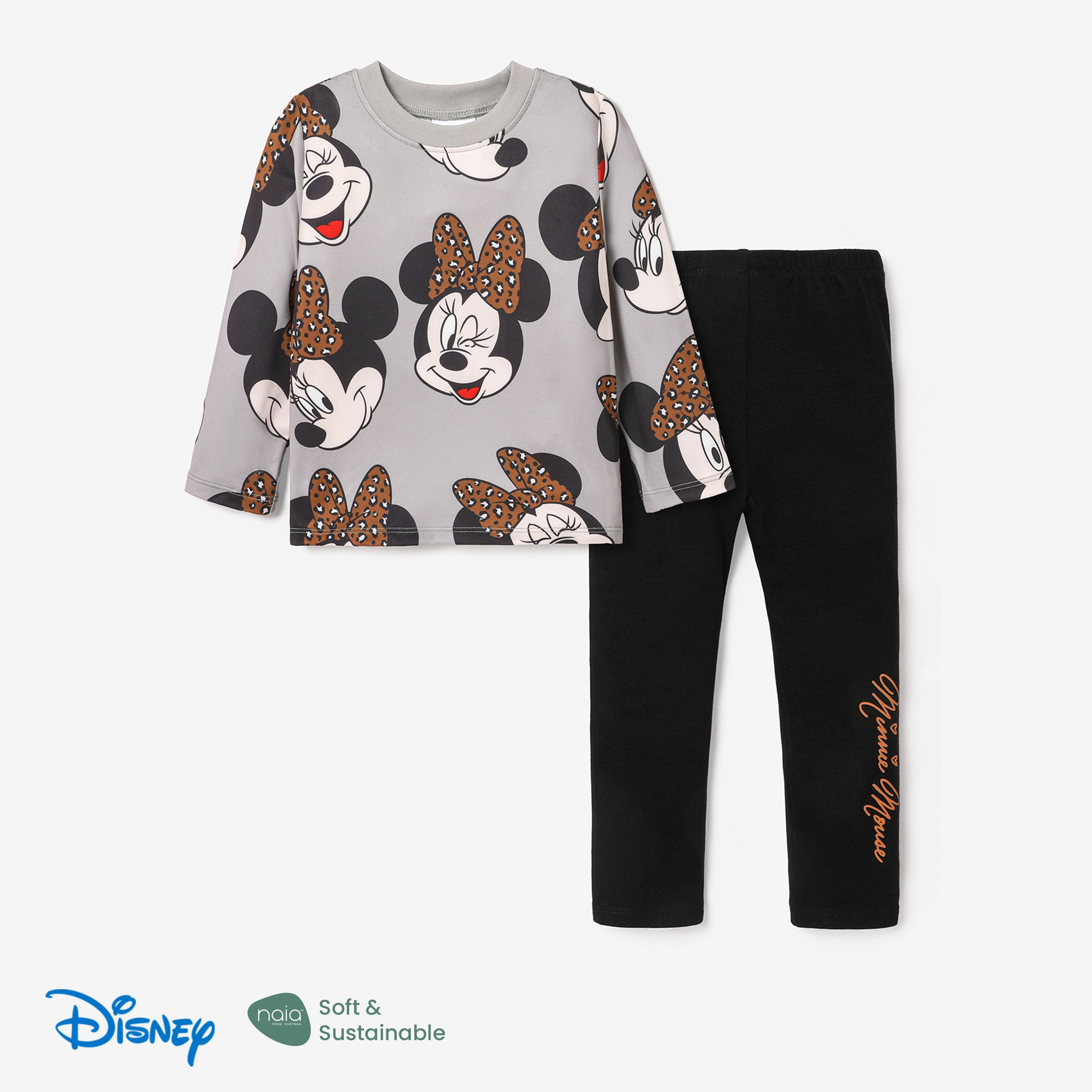 

Disney Mickey and Friends Toddler Girl Cotton Leopard Print Solid Top and Pant Sets