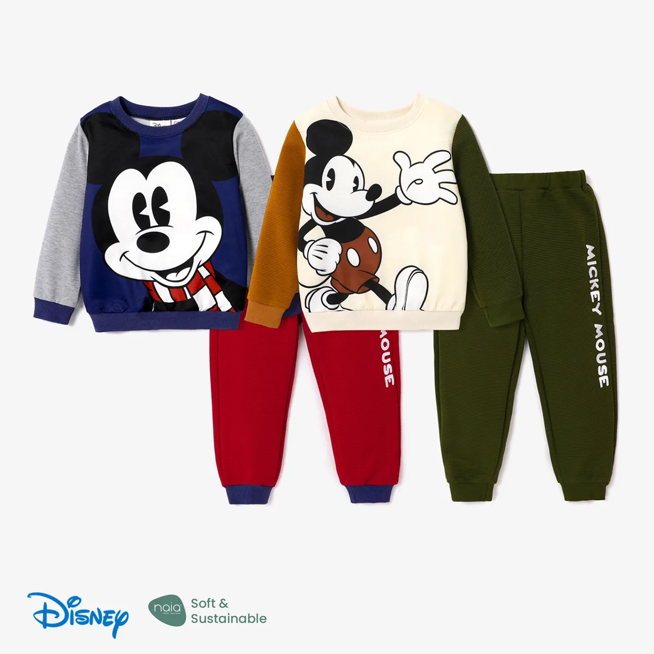 Disney Mickey and Friends Toddler Boy Mickey Mouse Pattern Print Long-sleeve Top or Pants Dark Blue big image 1
