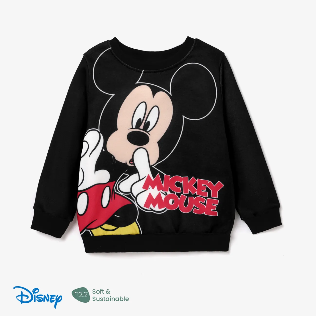 Disney Mickey and Minnie Character Pattern Print Crew Neck Sweatshirt Black big image 1