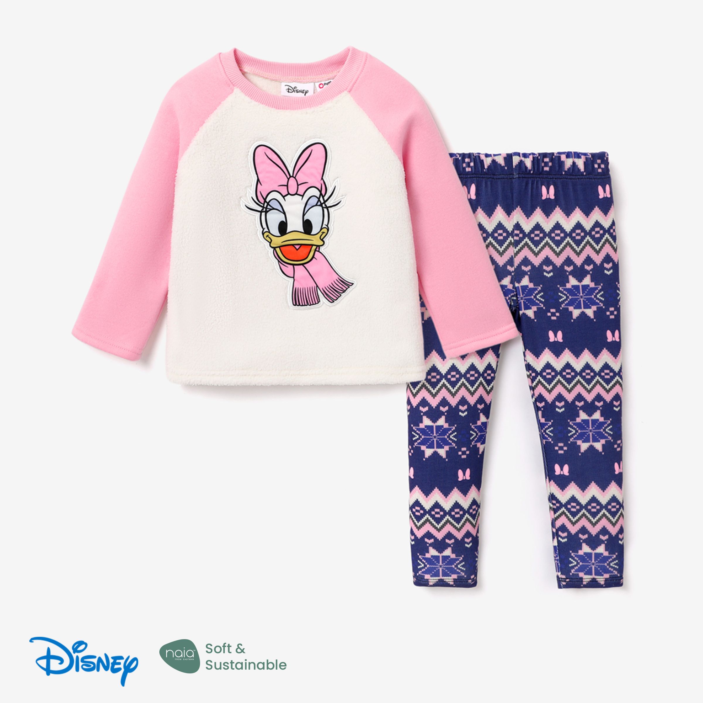 

Disney Mickey and Friends Toddler Girl Character Print Warm Long-sleeve Top and Naia™ Pants Sets