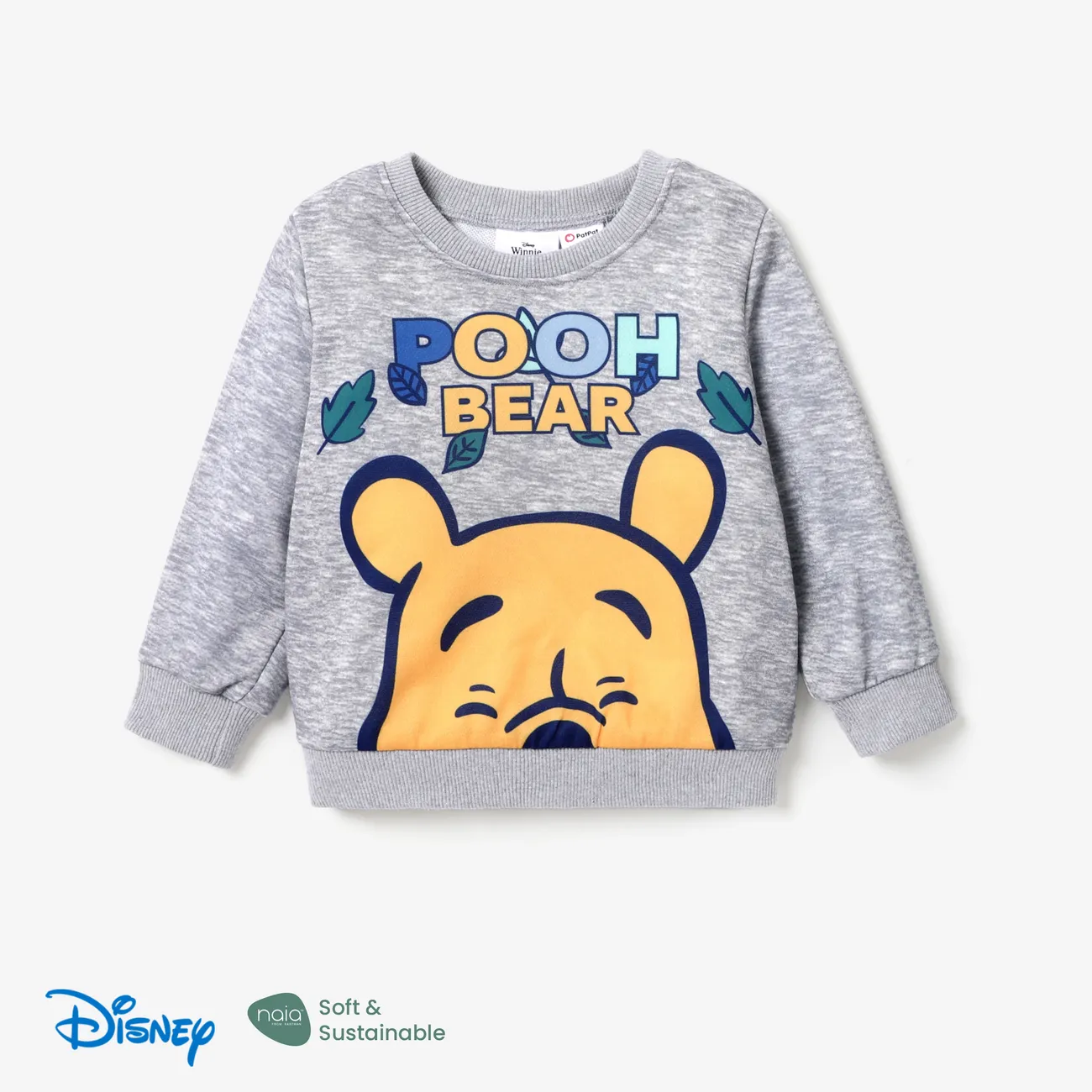 Disney Winnie the Pooh Toddler Boy/Girl Character Pattern Fun Print Sweatshirt or Pants Flecked Grey big image 1