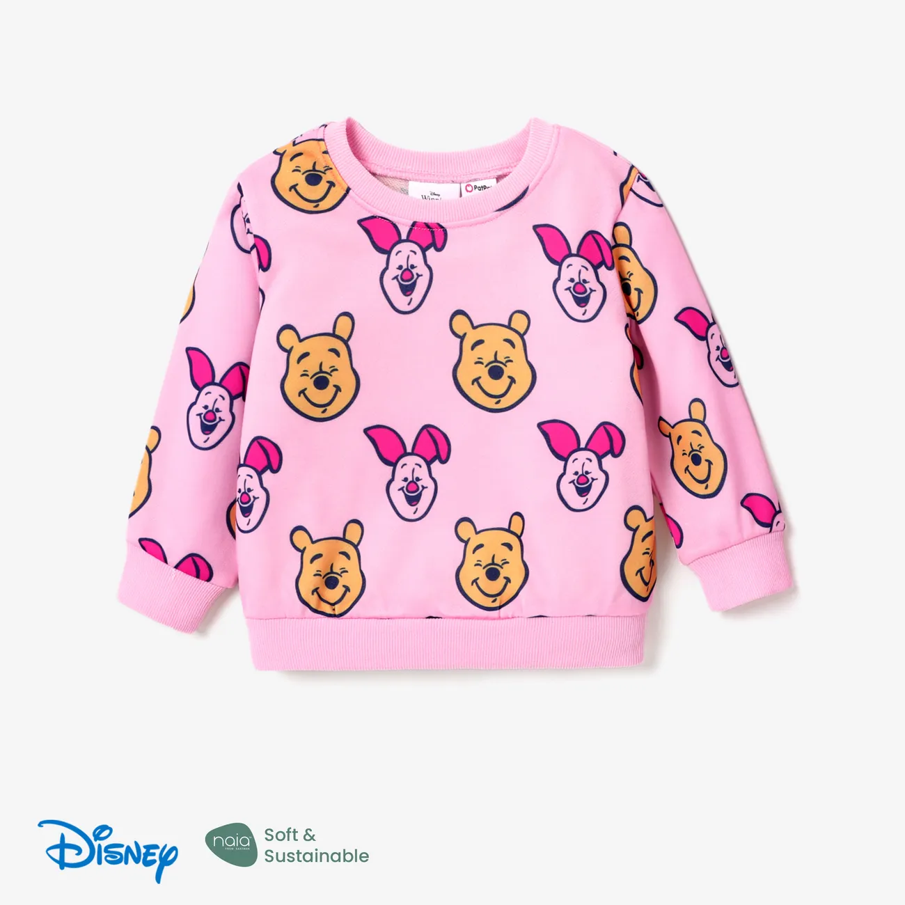 Disney Winnie the Pooh Niño pequeño Unisex Trenza Infantil conjuntos de sudadera Rosado big image 1