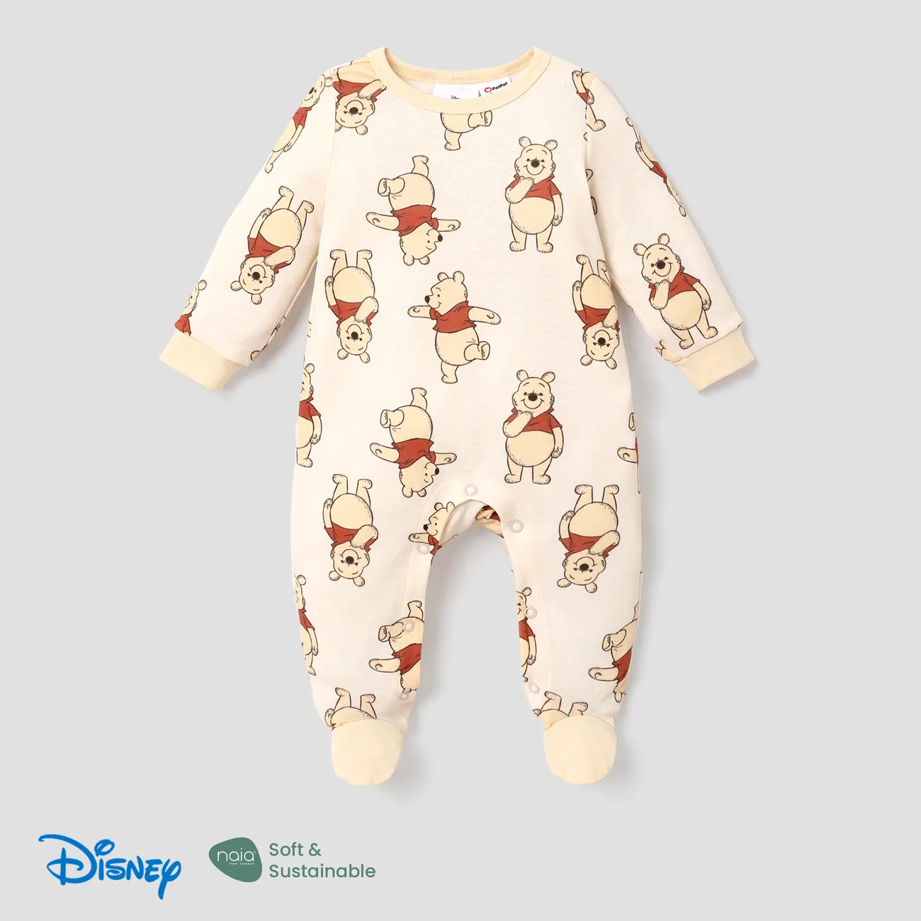 Disney Winnie the Pooh Baby Unisex Knöpfe Kindlich Langärmelig Baby-Overalls Aprikose big image 1