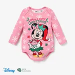Disney Mickey and Friends 聖誕節 嬰兒 女 鈕扣 童趣 長袖 連身衣 粉色
