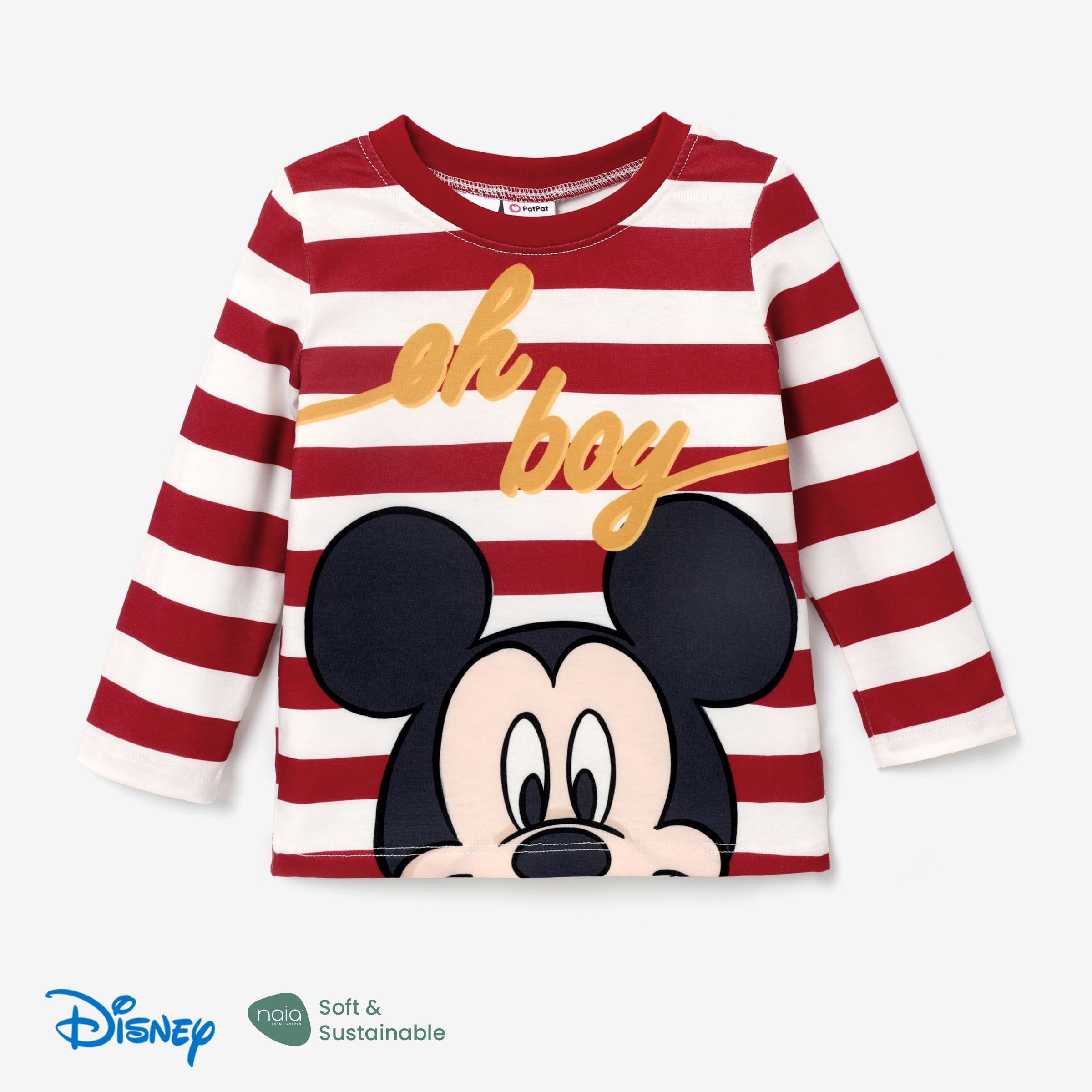 

Disney Mickey and Minnie character pattern naia texture crew neck T-shirt