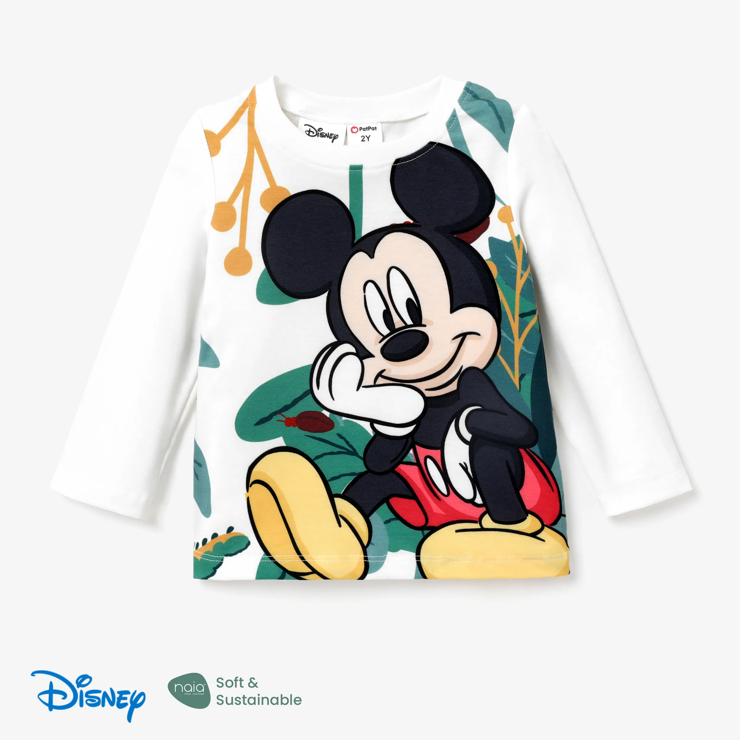 

Disney Mickey and Minnie character pattern naia texture crew neck T-shirt