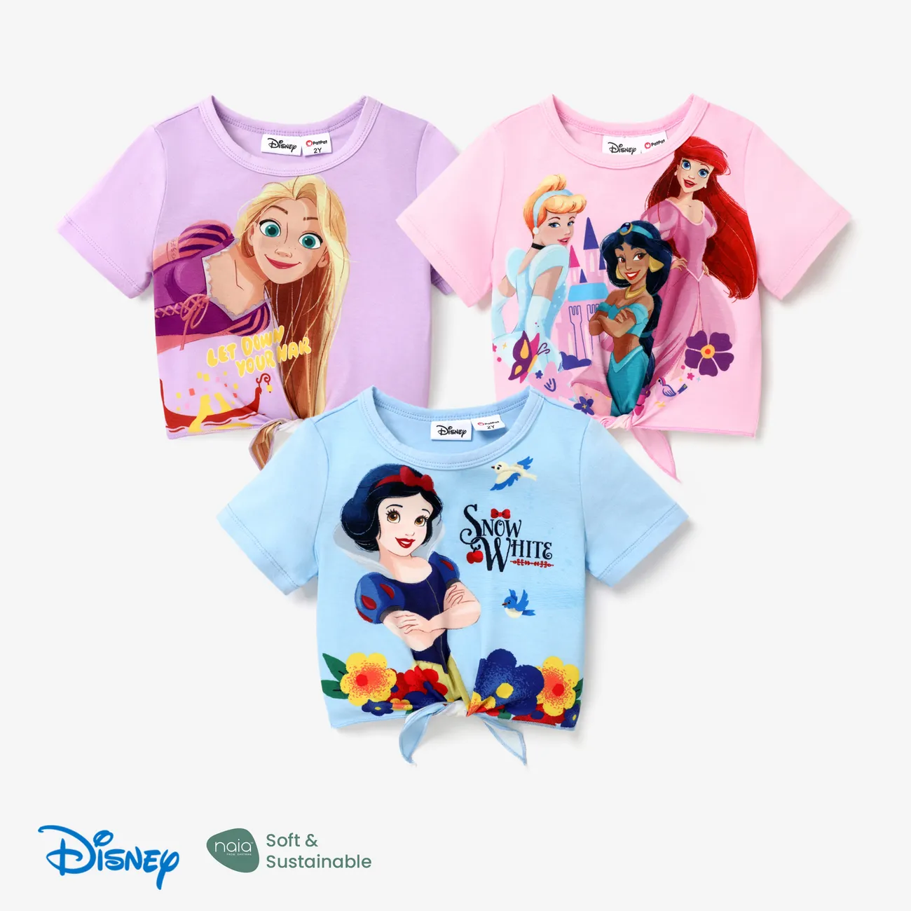 Disney Princess Criança Menina Cordões Infantil Manga comprida T-shirts Azul Céu big image 1