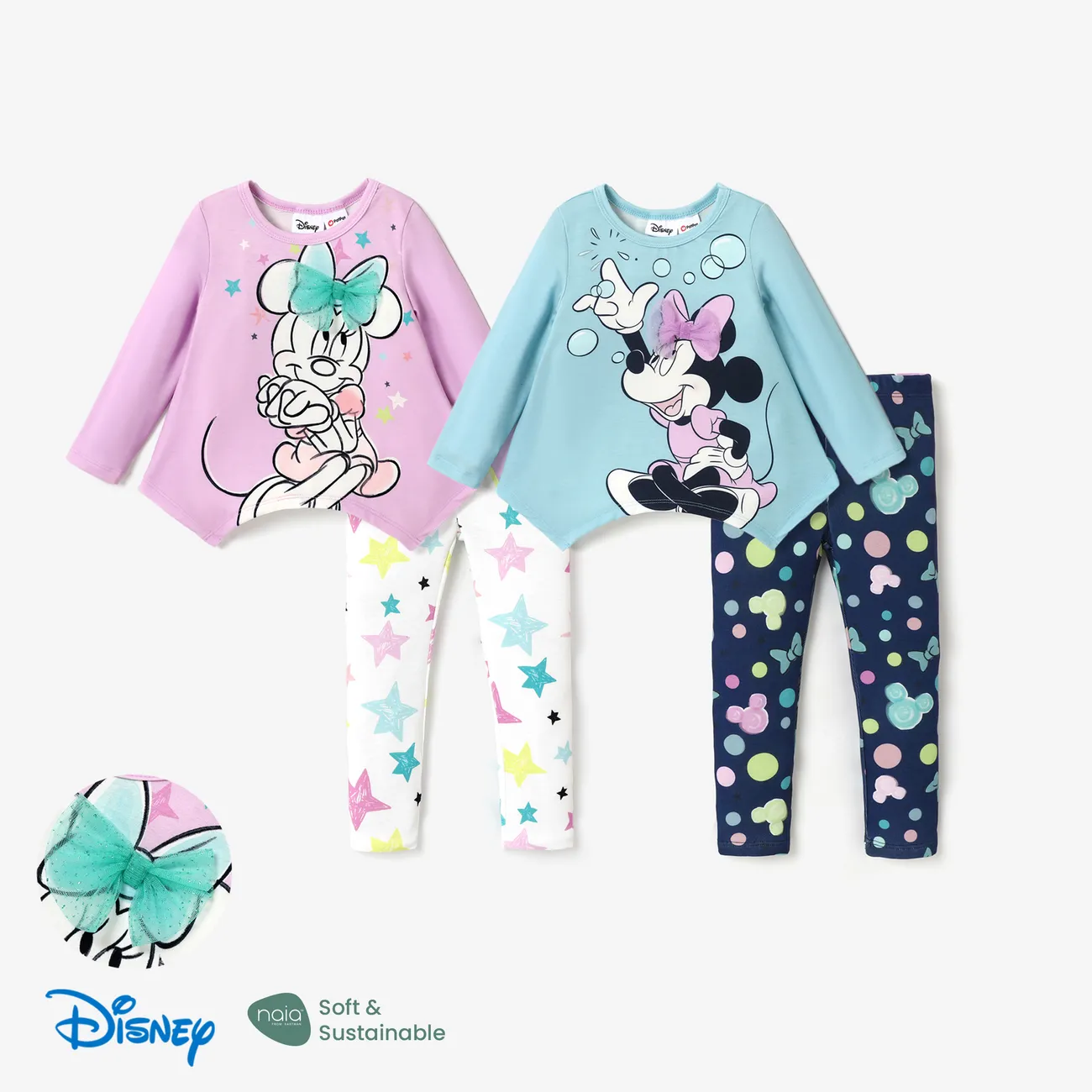 Disney Mickey and Friends 2 unidades Criança Menina Hipertátil/3D Infantil conjuntos de camisetas água big image 1