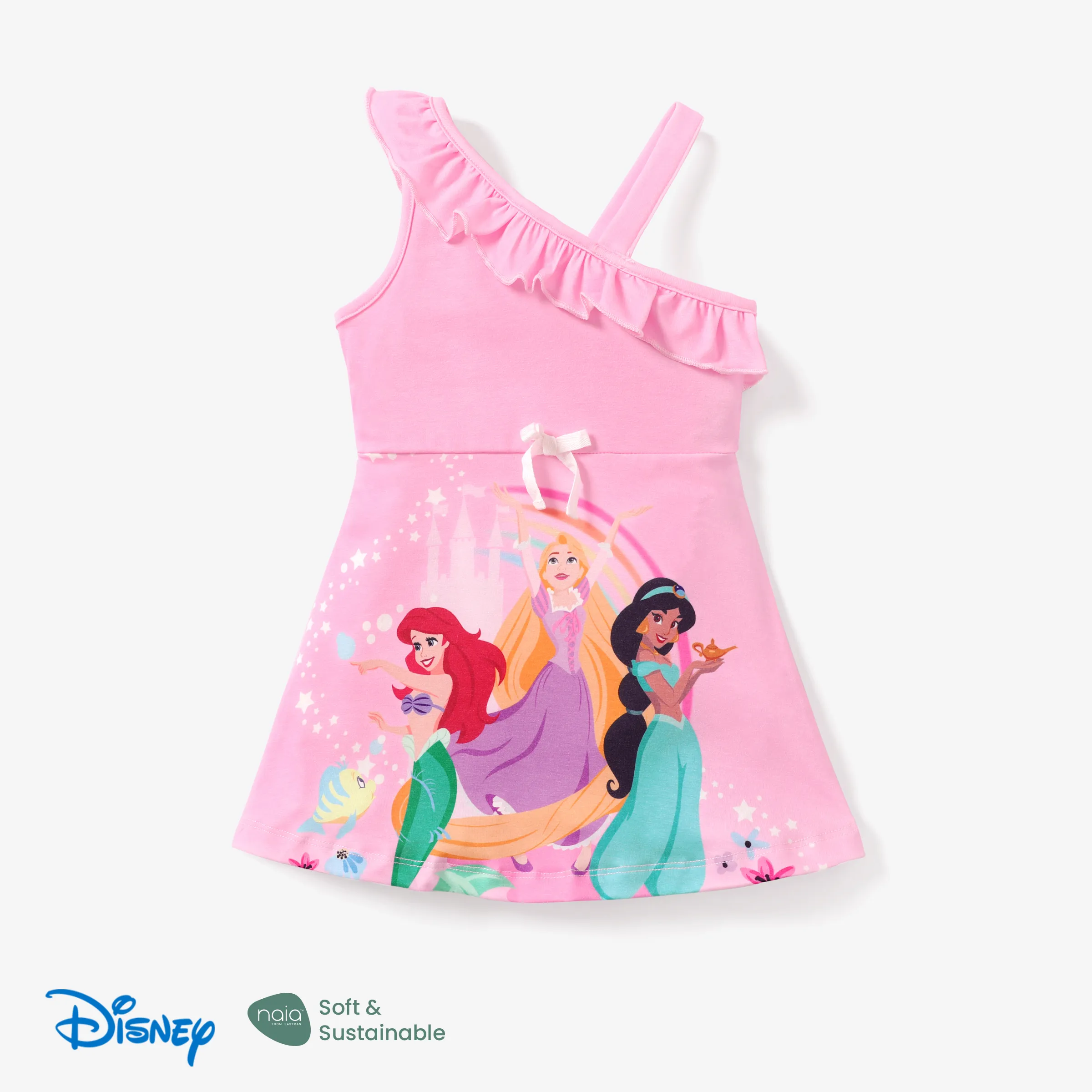 

Disney Princess Toddler Girl's Off-shoulder Suspender Ruffled Waist Dress