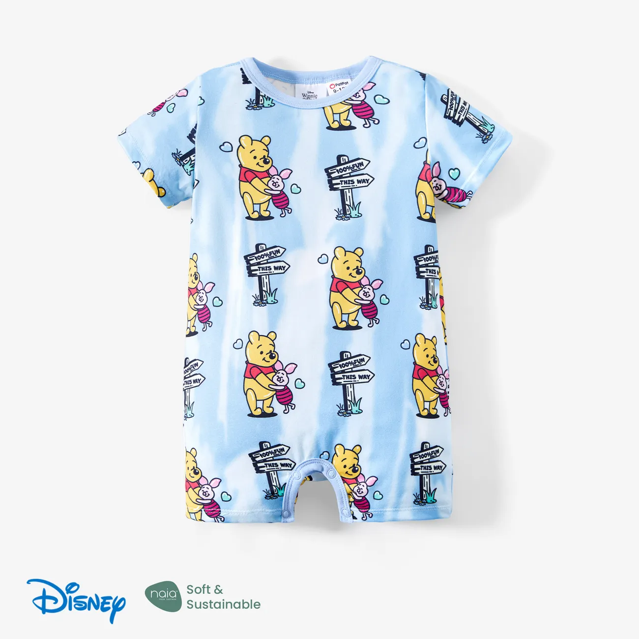 Disney Winnie the Pooh بلايزر إطلالة العائلة للجنسين طوق الجولة كم قصير شخصيات عيد الأم متعدد الألوان big image 1