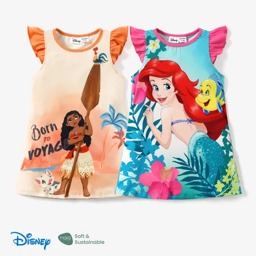 Disney princess Moana/Ariel Toddler/Kids Girl Naia™ Character Print Floral Ruffled-Sleeve Dress
