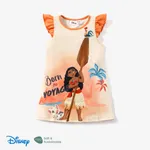 Disney Princess Criança Menina Mangas franzidas Infantil Plantas e flores tropicais Vestidos Laranja