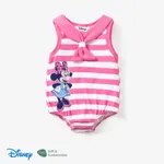 Disney Mickey and Friends Baby Boy/Girl 1pc Naia™ Navy Collar Striped Sleeveless Romper Pink