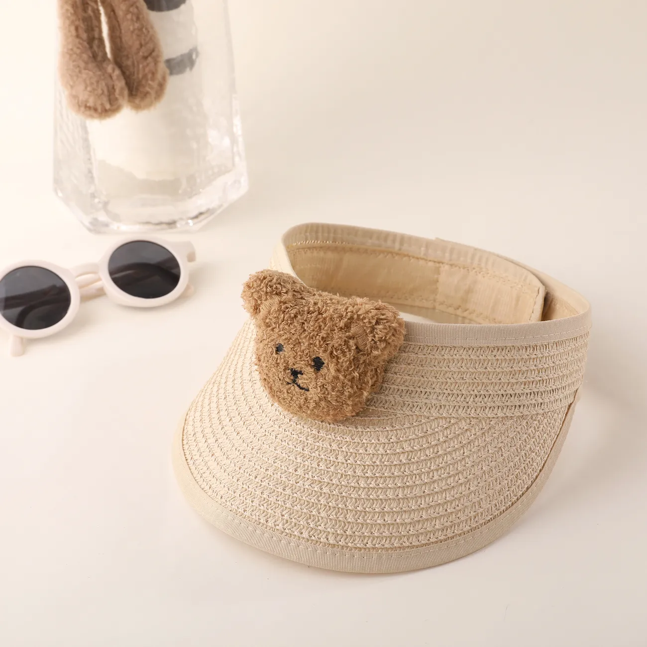 Sombrero para el sol en forma de oso súper lindo para niños para niñas / niño con cobertura para la cabeza  Beige big image 1