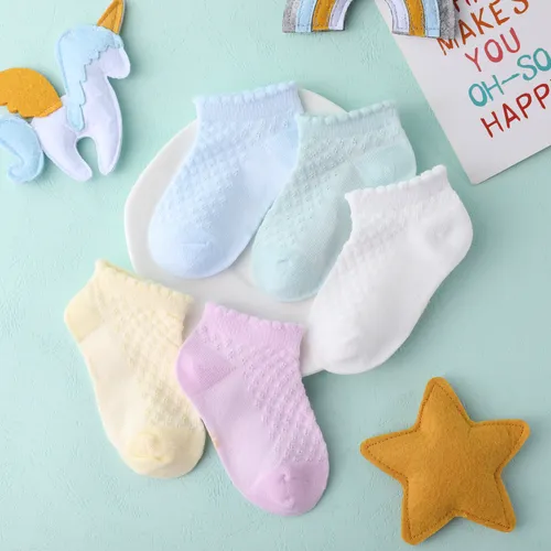 Paquete de 5 calcetines casuales de malla transpirable de verano para bebés/niños pequeños / niños