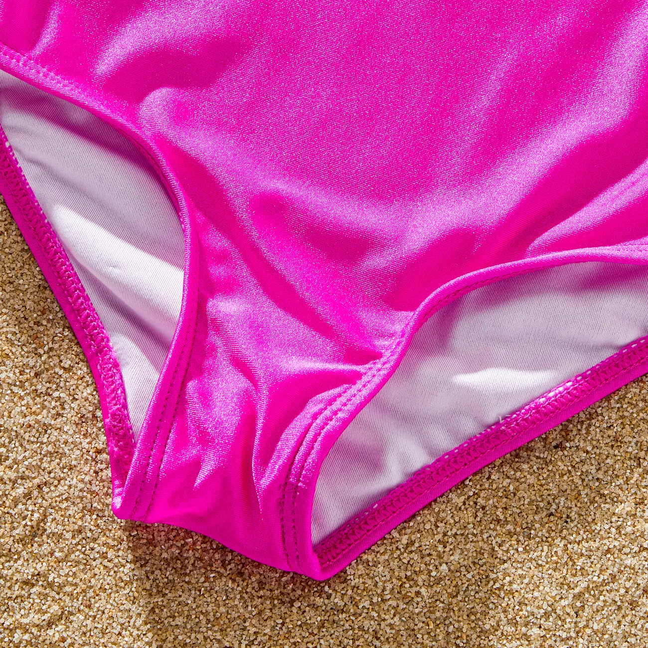 Family Matching White Drawstring Swim Trunks or Sparkling Hot Pink One-Piece Swimsuit Hot Pink big image 1