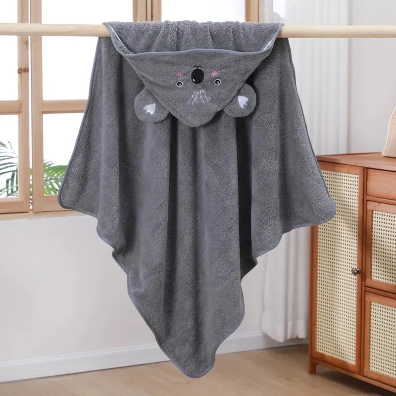 Childlike Koala Hooded Toddler Swimsuit Unisex Oversized Flannel Swimwear 1pcs Grey big image 1
