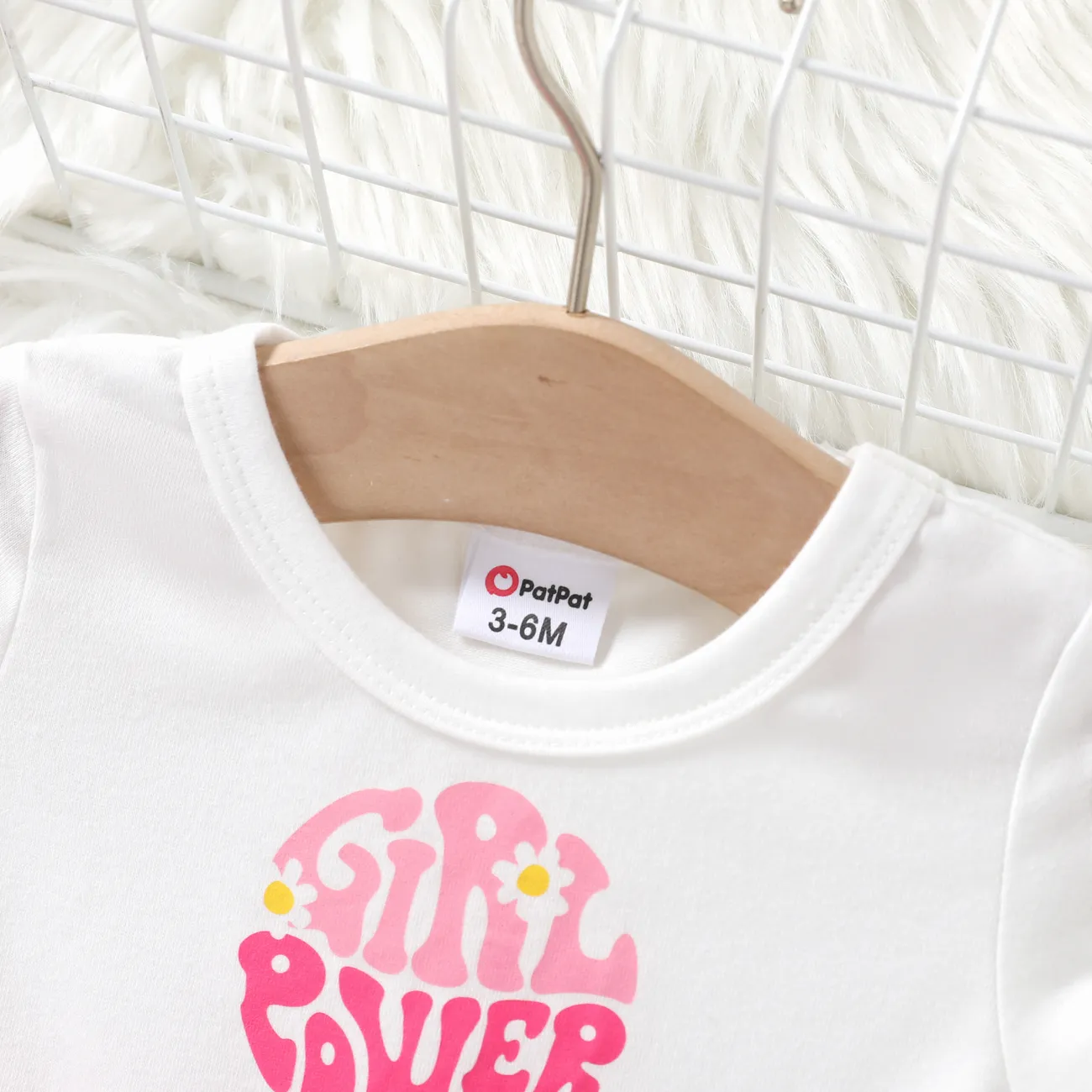 Baby Girl 2pcs Letter Print Colorblock Dress and Headband Set Pink big image 1