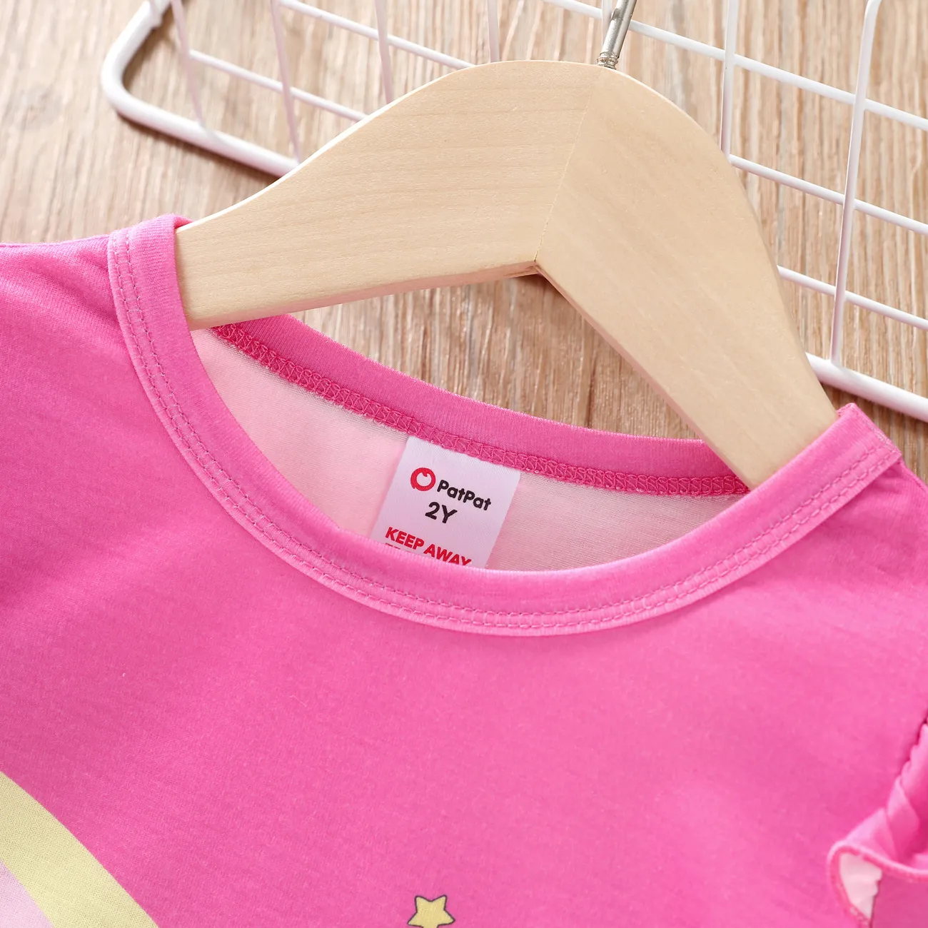 Enfant en bas âge/Kid Girl Animal Print Flutter Sleeve Dress Pyjama Rose Vif big image 1